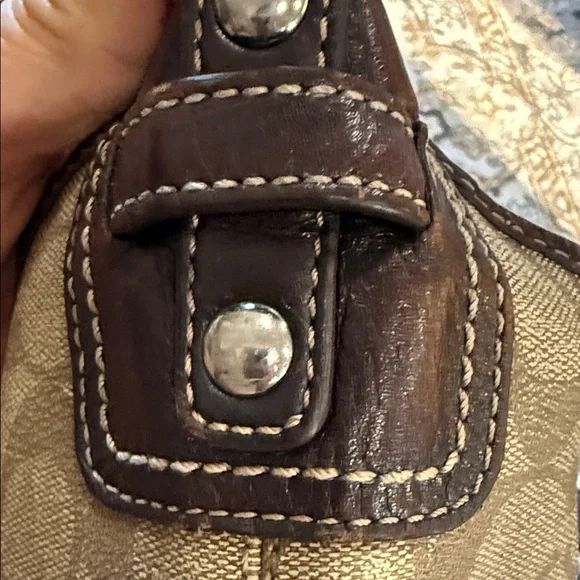 Coach Brown and Cream Signature Stripe Shoulder Bag and crossbody - Picture 13 of 14